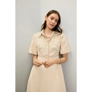 Rosetta Getty Collective Bone Shirtdress In Tan EUC 100% Cotton